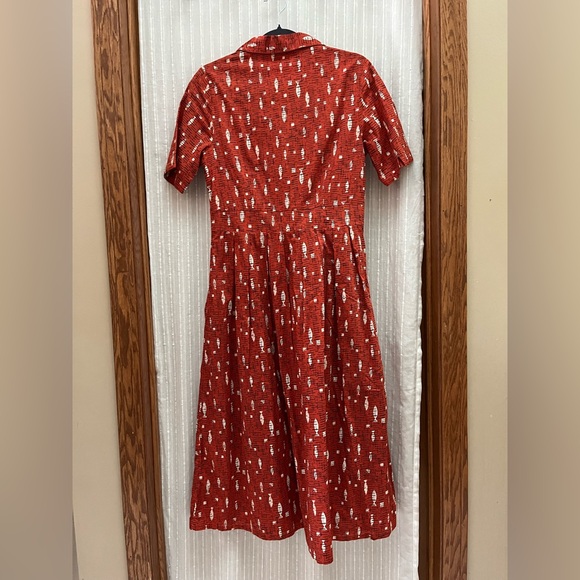 SEASALT CHARLOTTE ORANGE FISH SHORT SLEEVE MIDI FIT & FLARE DRESS size 6 - Picture 11 of 11